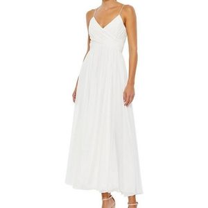 Ieena for Mac Duggal Sleeveless Surplice V-Neck Midi Dress